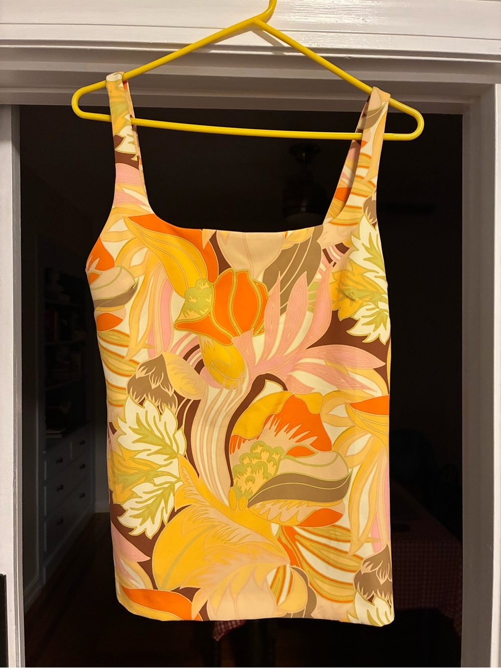 Zara Floral Tank Top in Orange, Yellow, Pink, Brown